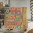 MUEBLE AUXILIAR EN MADERA DE MANGO PINTADO A MANO