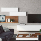 MUEBLE SALON EN CHAPA NATURAL Y LACA